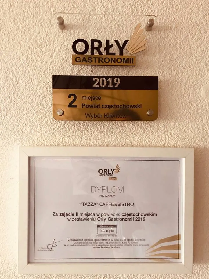 Statuetka i dyplom Orły Gastronomii 2019 — II miejsce w powiecie częstochowskim